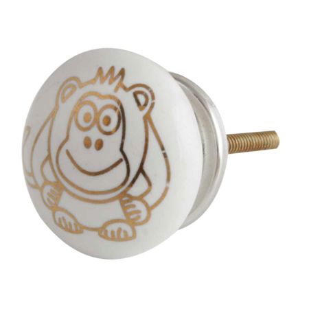 Golden Monkey Pattern Ceramic Cabinet Knobs